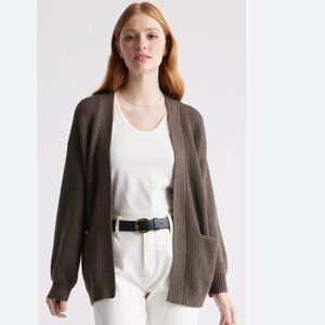 Quince 100% Organic Cotton Oversized Cardigan in Heather Brown